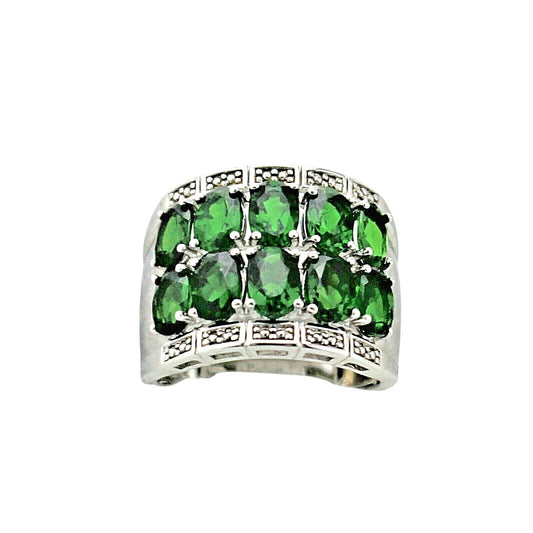 Green Quartz Sterling Silver 925 Cocktail Ring 6.7g Size 7.25