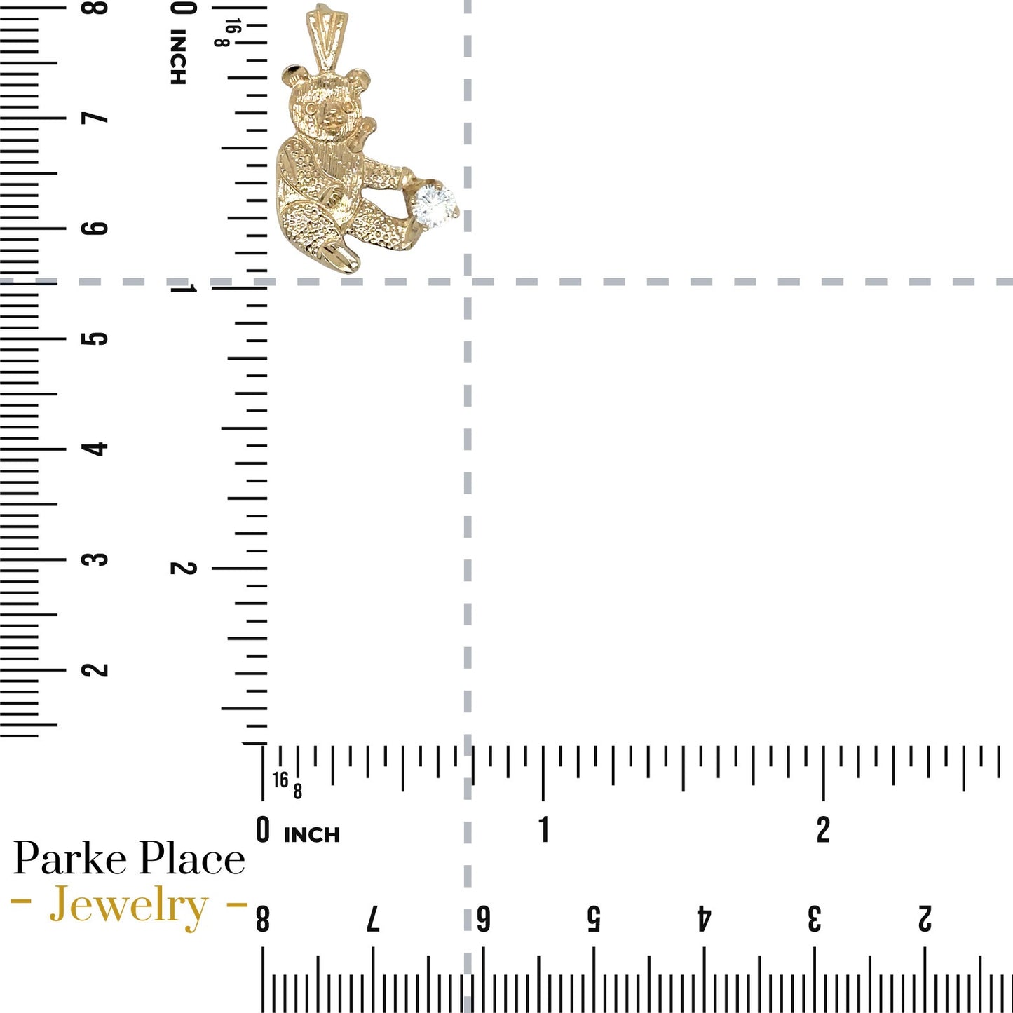 14k Yellow Gold Bear with Cubic Zirconia Solitaire Pendant 1.6g