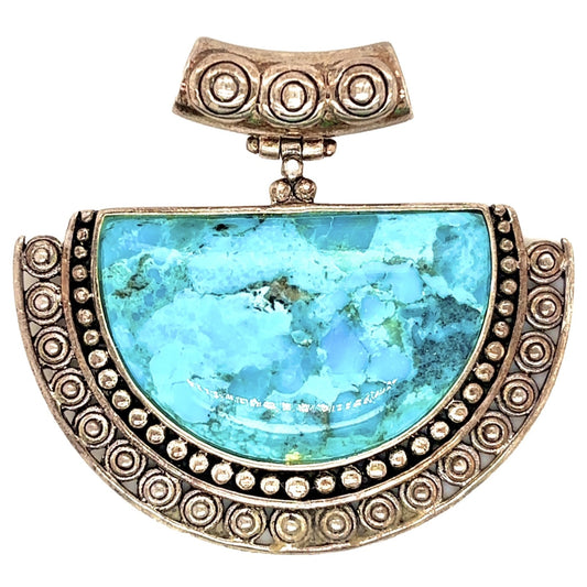 Vintage Sterling Silver Turquoise Pendant 925