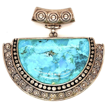 Vintage Sterling Silver Turquoise Pendant 925