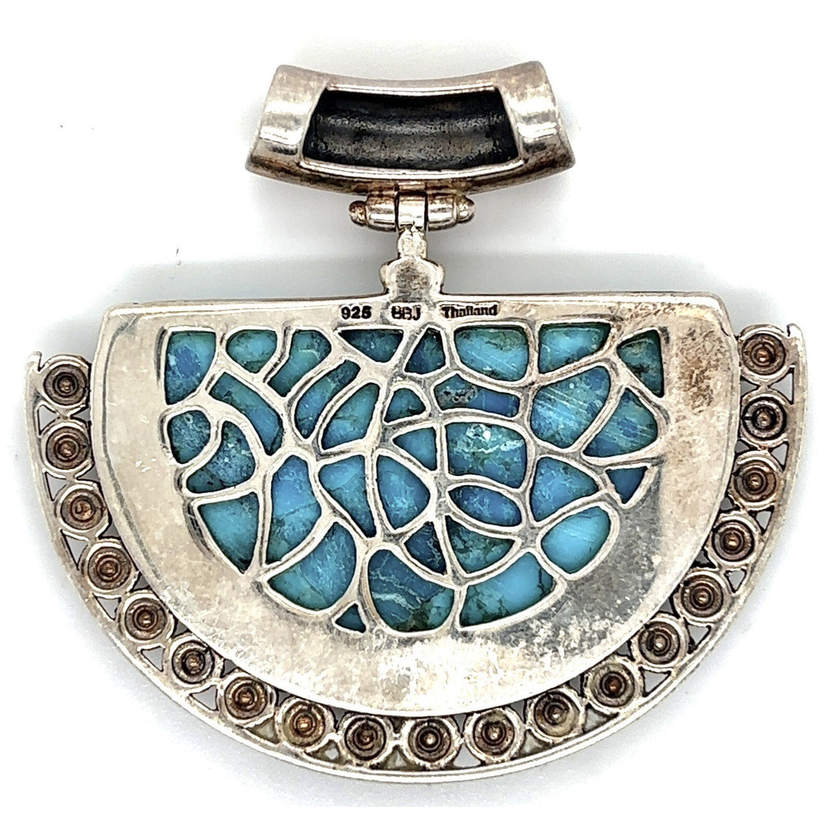 Vintage Sterling Silver Turquoise Pendant 925