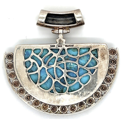 Vintage Sterling Silver Turquoise Pendant 925