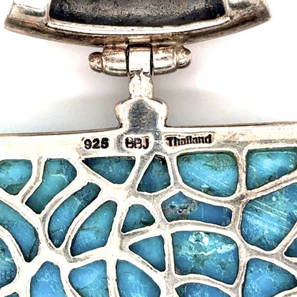 Vintage Sterling Silver Turquoise Pendant 925