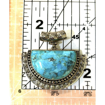Vintage Sterling Silver Turquoise Pendant 925