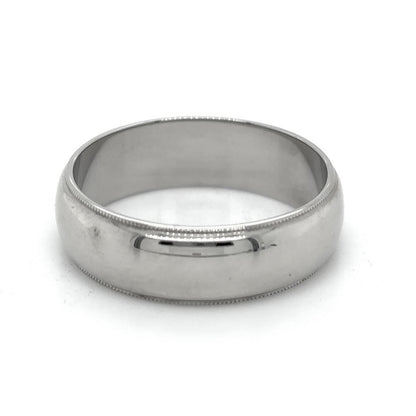 6.7mm Wedding Band Ring 14k White Gold 7.0g Size 10.5