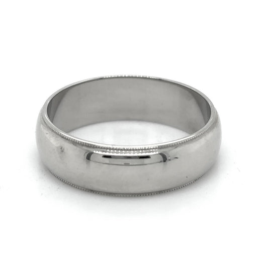 6.7mm Wedding Band Ring 14k White Gold 7.0g Size 10.5