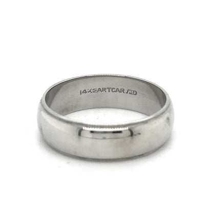 6.7mm Wedding Band Ring 14k White Gold 7.0g Size 10.5