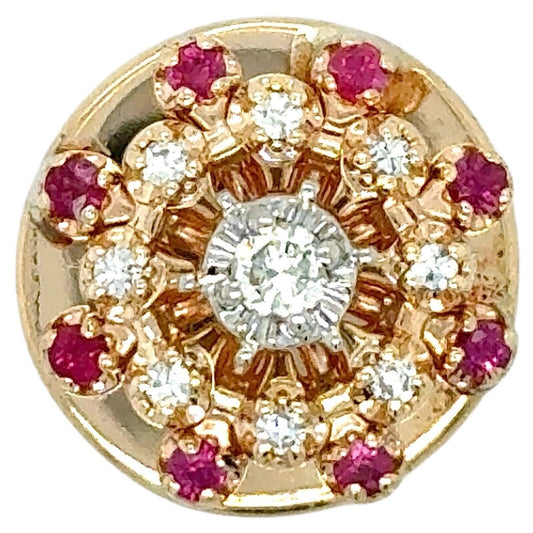 10k Yellow Gold 3/8ctw Diamond with Pink Ruby Accents Bracelet Slide 7.3g