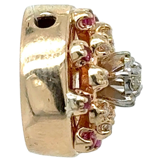 10k Yellow Gold 3/8ctw Diamond with Pink Ruby Accents Bracelet Slide 7.3g