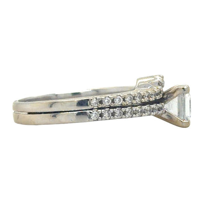 Cubic Zirconia Solitaire Bridal Set 14k White Gold 6.3g Size 7.5