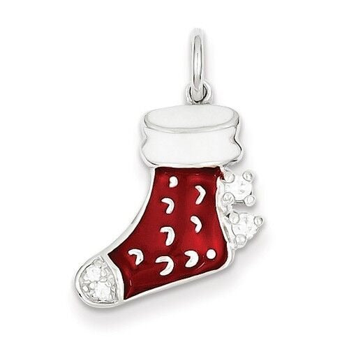 Sterling Silver 925 Christmas Stocking Charm Holiday Pendant