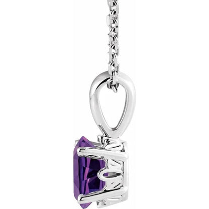 February Birthstone Natural Amethyst 16-18" Necklace .925 Sterling Silver