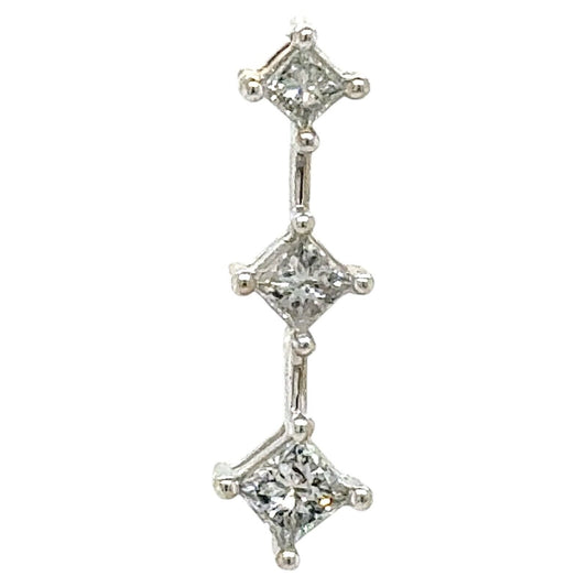 1/2ctw Diamond Three-Stone 14k White Gold Pendant 1.1g