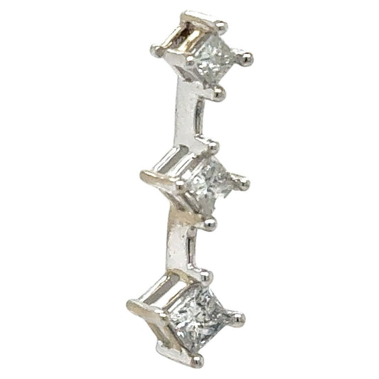 1/2ctw Diamond Three-Stone 14k White Gold Pendant 1.1g