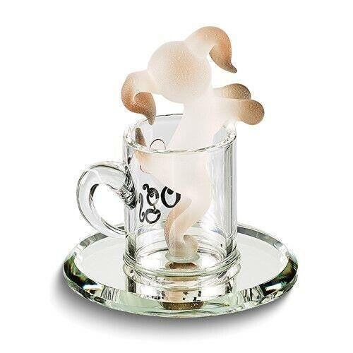 Glass Baron Pup In A Cup I LOVE DOGS Handcrafted Glass Figurine