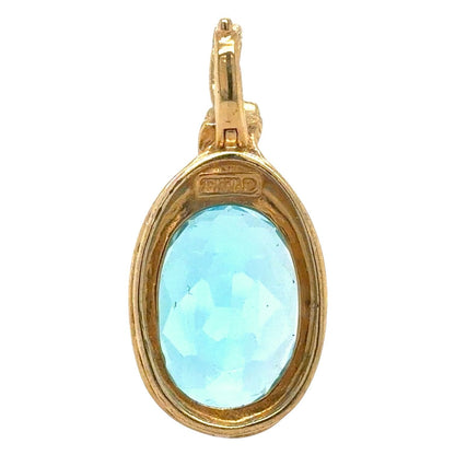 Oval Blue Topaz 10k Yellow Gold Pendant 5.2g