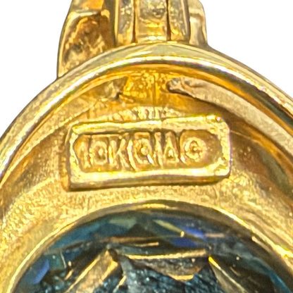 Oval Blue Topaz 10k Yellow Gold Pendant 5.2g