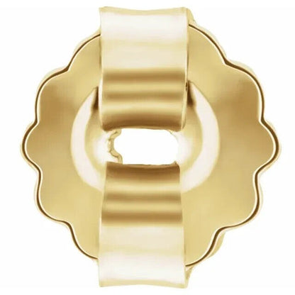 14k Yellow Gold Push On Screw Off Earring Back with 5.2 mm Pad (Set of 2)