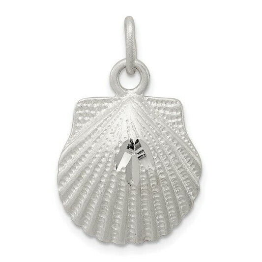 Sterling Silver Satin Finish Diamond Cut Shell Pendant/Charm