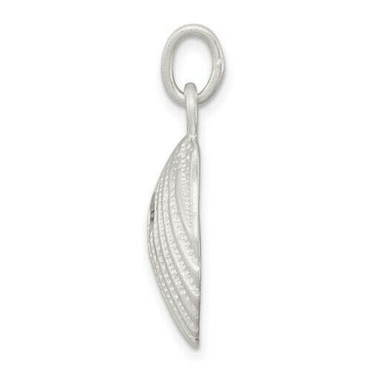 Sterling Silver Satin Finish Diamond Cut Shell Pendant/Charm