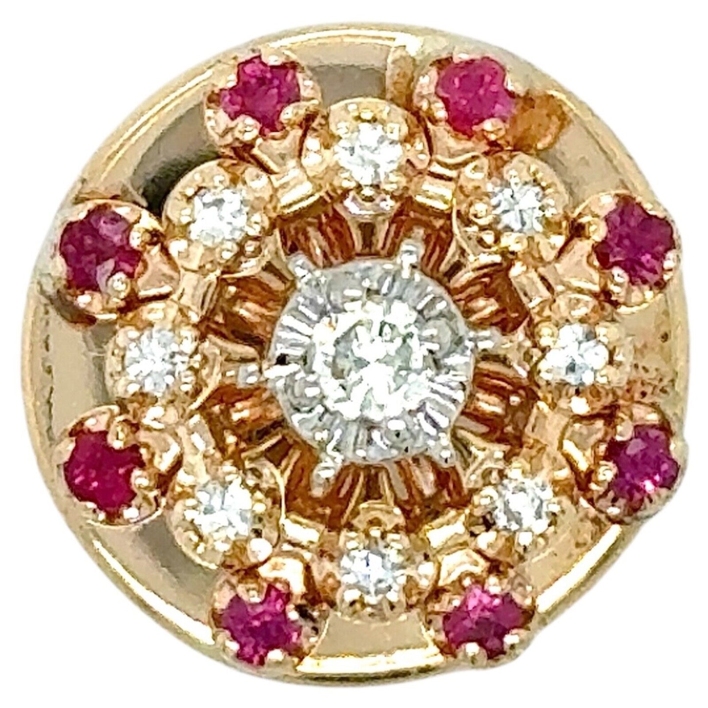 10k Yellow Gold 3/8ctw Diamond with Pink Ruby Accents Bracelet Slide 7.3g