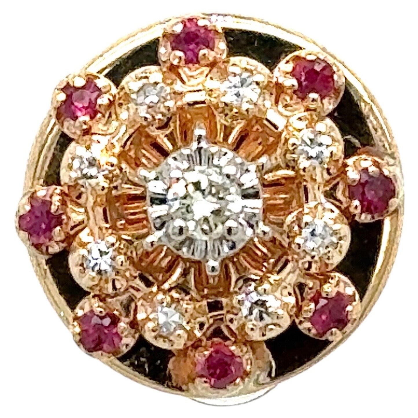 10k Yellow Gold 3/8ctw Diamond with Pink Ruby Accents Bracelet Slide 7.3g