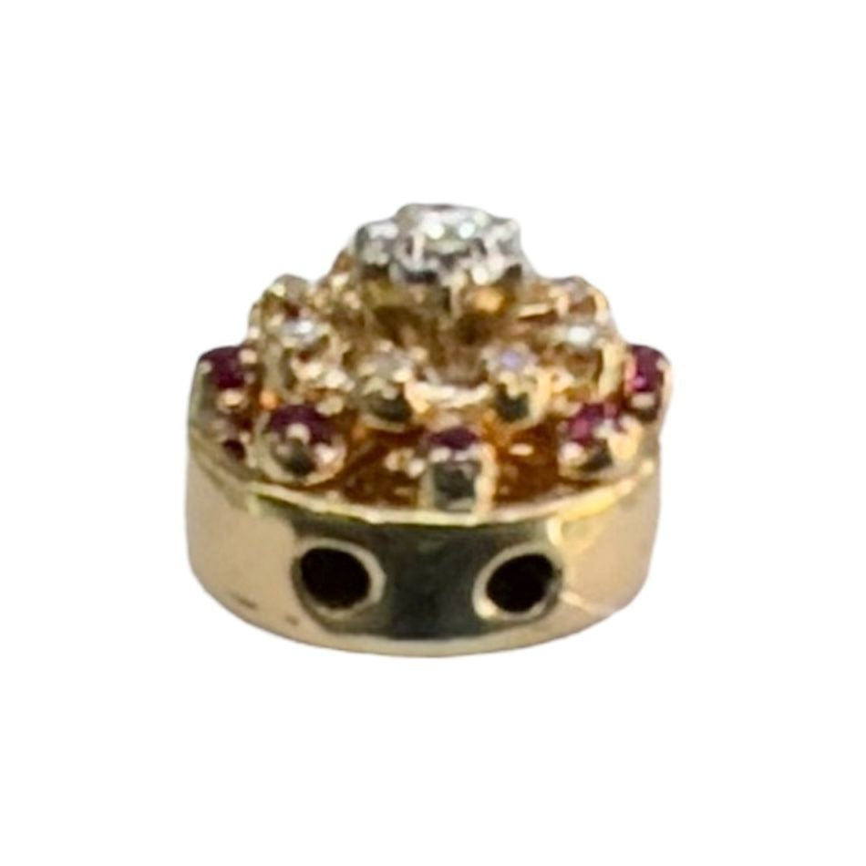 10k Yellow Gold 3/8ctw Diamond with Pink Ruby Accents Bracelet Slide 7.3g