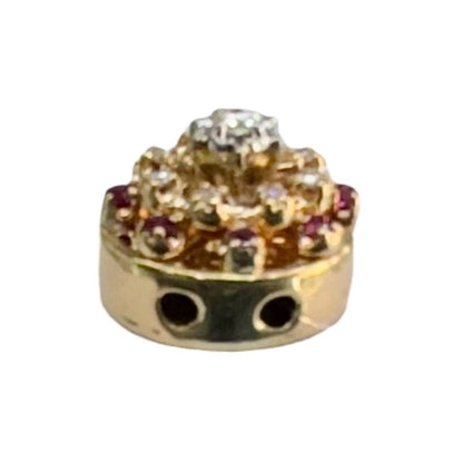 10k Yellow Gold 3/8ctw Diamond with Pink Ruby Accents Bracelet Slide 7.3g