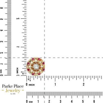 10k Yellow Gold 3/8ctw Diamond with Pink Ruby Accents Bracelet Slide 7.3g