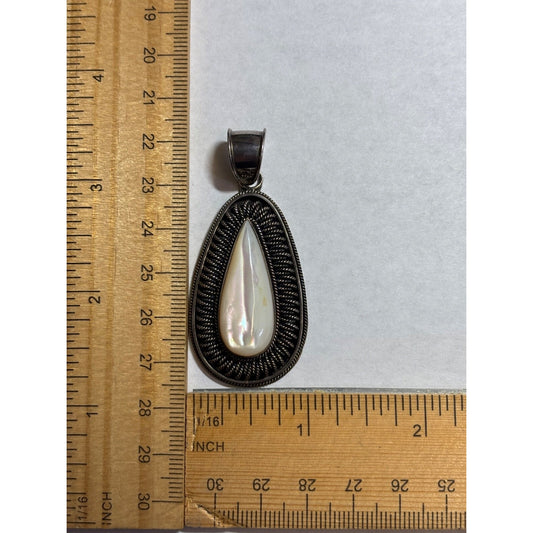 Sterling Silver Teardrop Pendant With Mother Of Pearl  .925 Silver