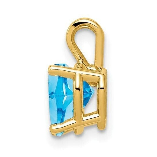 14K Yellow Gold Blue Topaz Heart December Birthstone Pendant
