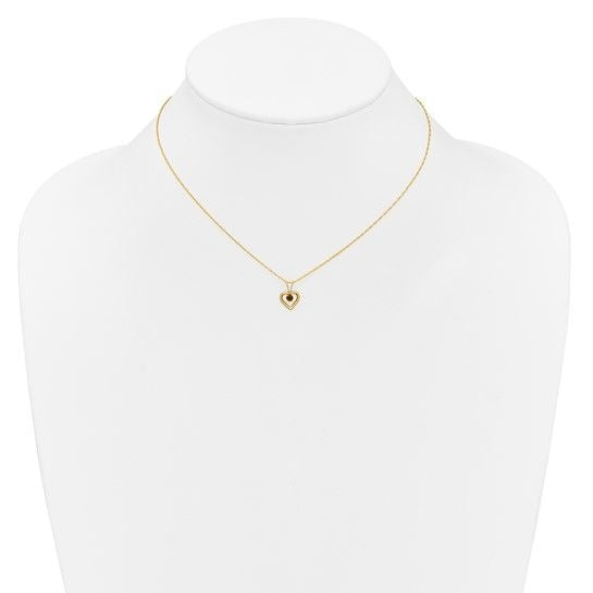 10k Yellow Gold Heart Necklace Red Garnet 3mm January Birthstone Pendant 15" Chain