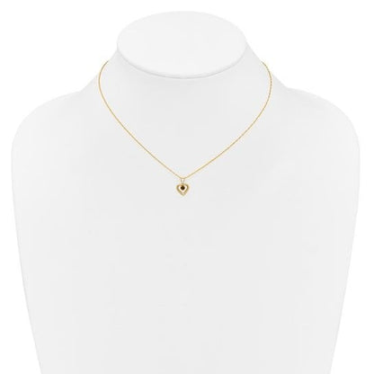 10k Yellow Gold Heart Necklace Red Garnet 3mm January Birthstone Pendant 15" Chain