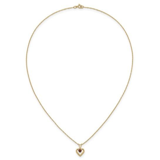 10k Yellow Gold Heart Necklace Red Garnet 3mm January Birthstone Pendant 15" Chain