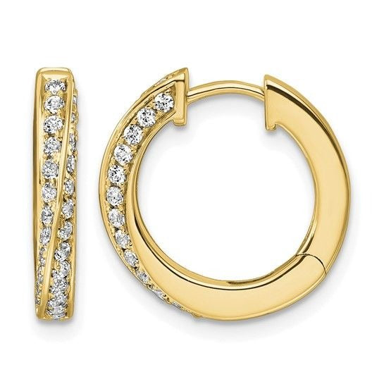 True Origin 14K Yellow Gold 1/2ctw Lab Grown Diamond Twisted Hinged Hoop Earrings