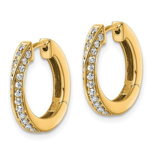 True Origin 14K Yellow Gold 1/2ctw Lab Grown Diamond Twisted Hinged Hoop Earrings