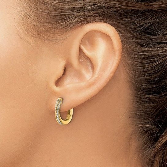 True Origin 14K Yellow Gold 1/2ctw Lab Grown Diamond Twisted Hinged Hoop Earrings
