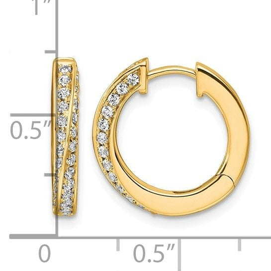 True Origin 14K Yellow Gold 1/2ctw Lab Grown Diamond Twisted Hinged Hoop Earrings