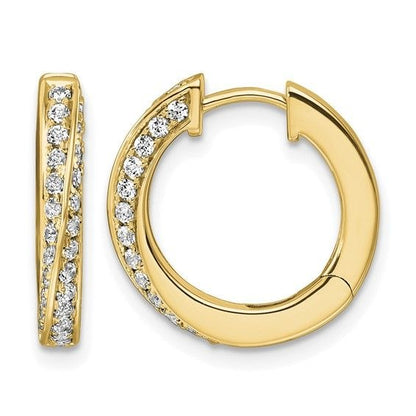 True Origin 14K Yellow Gold 1/2ctw Lab Grown Diamond Twisted Hinged Hoop Earrings