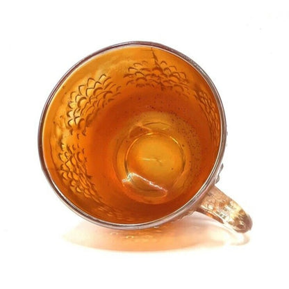 Vintage Carnival Glass Cup Iridescent Marigold Tree Pattern