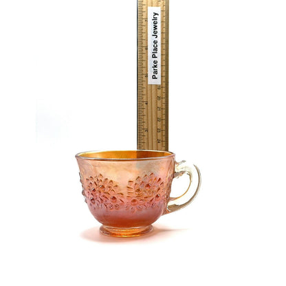 Vintage Carnival Glass Cup Iridescent Marigold Tree Pattern