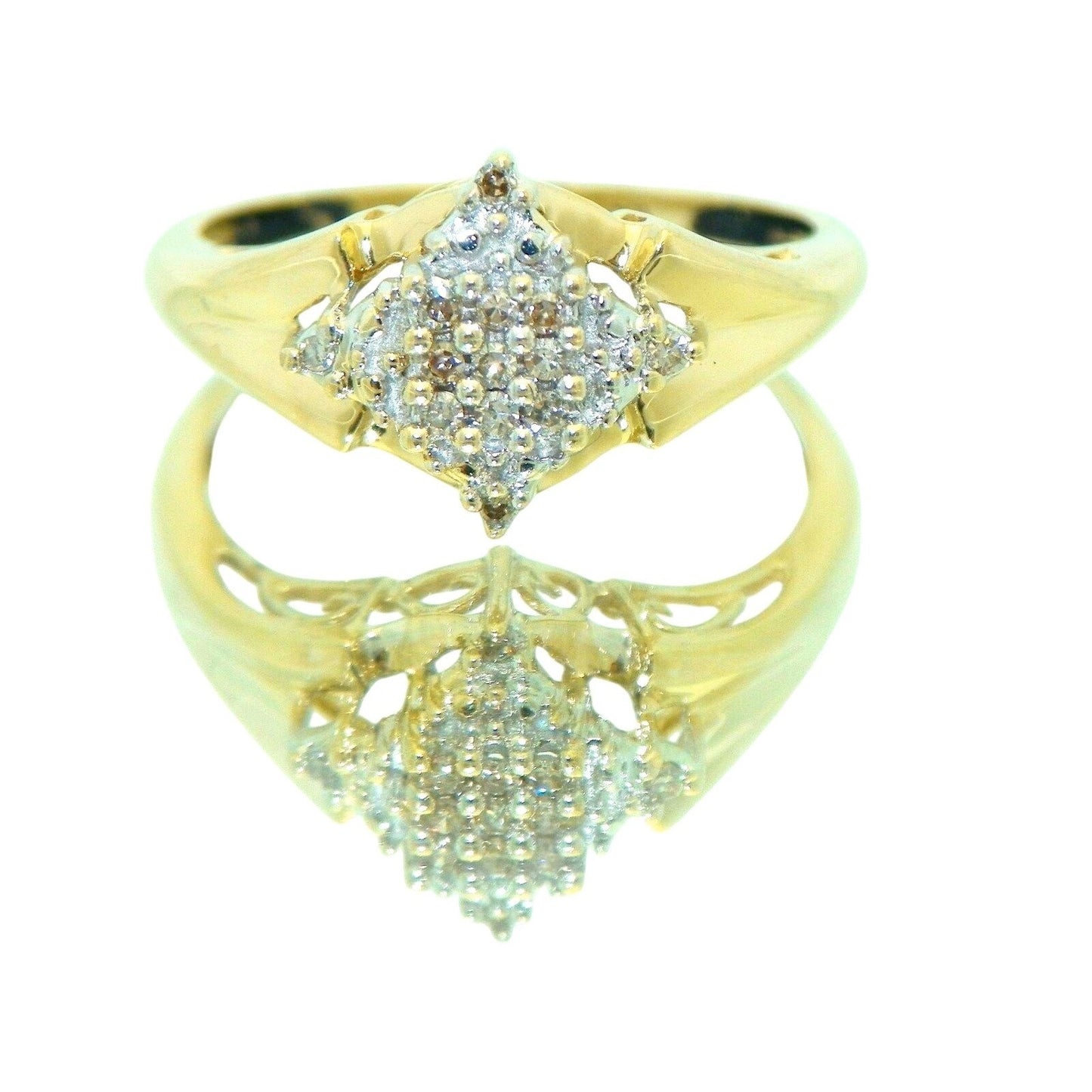 1/4 ct Diamond Cluster Ring REAL SOLID 10 k Gold 2.3 g Size 7.25
