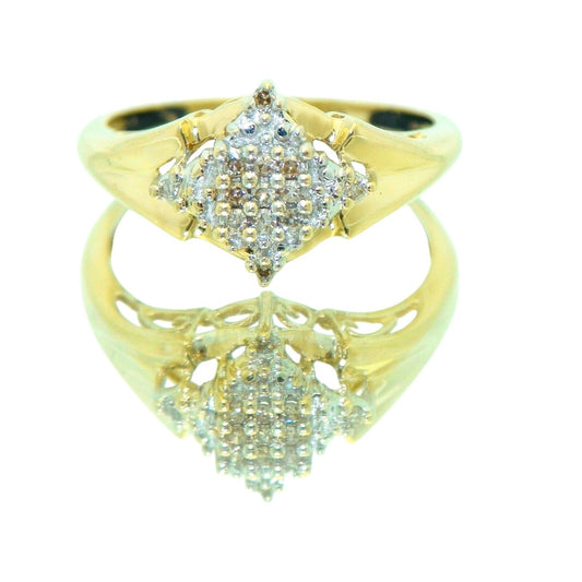 1/4 ct Diamond Cluster Ring REAL SOLID 10 k Gold 2.3 g Size 7.25