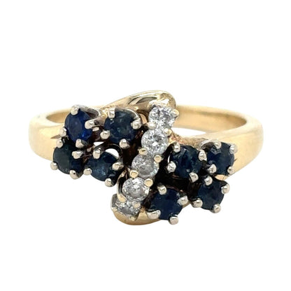 Sapphire & Diamond 14k Yellow Gold Ring 4.3g Size 5.75