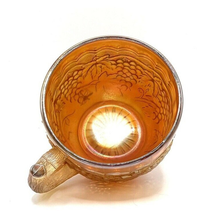 Vintage Carnival Glass Marigold Iridescent Cup Grape Vine Pattern