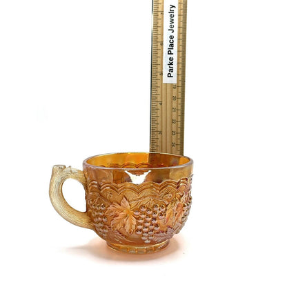 Vintage Carnival Glass Marigold Iridescent Cup Grape Vine Pattern
