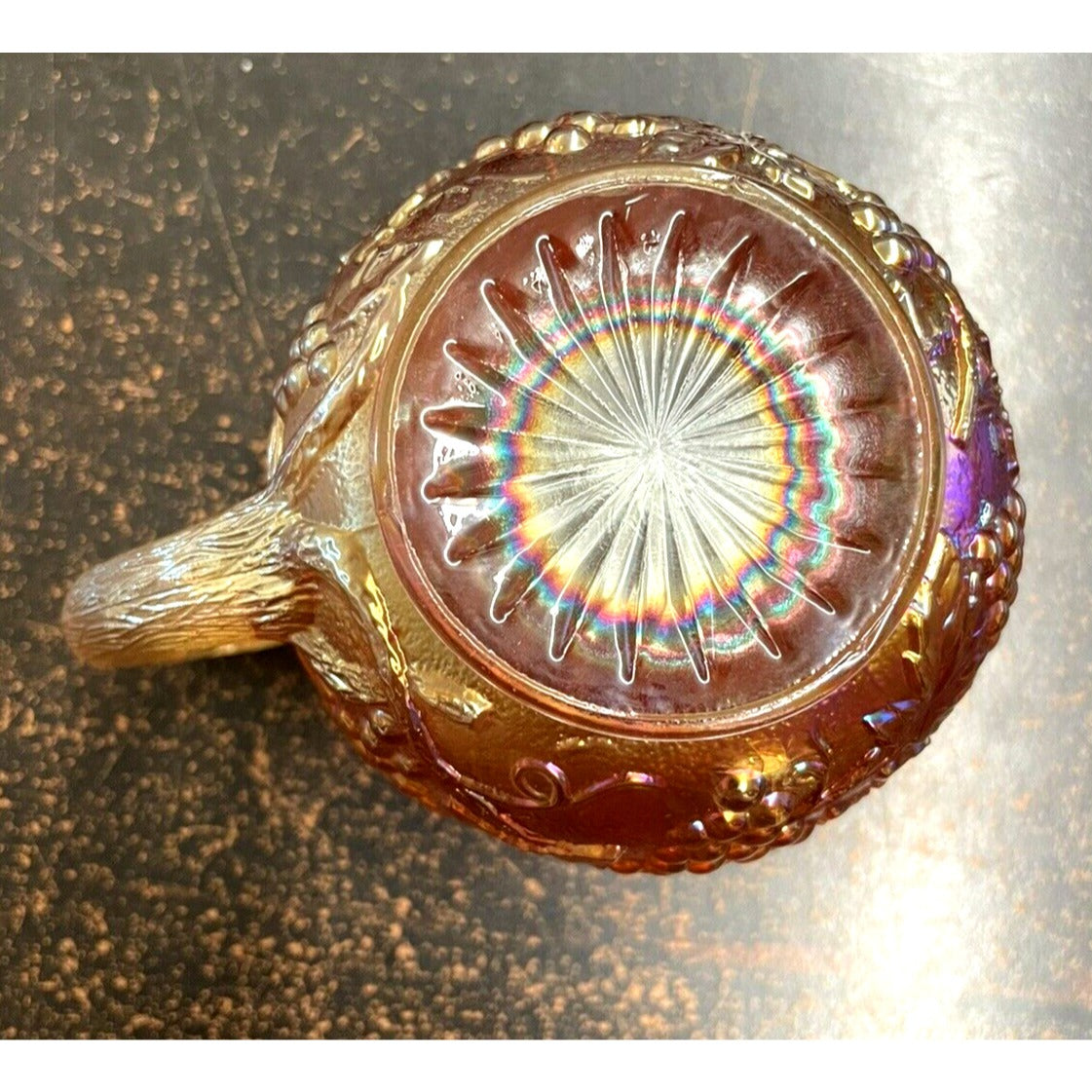 Vintage Carnival Glass Marigold Iridescent Cup Grape Vine Pattern
