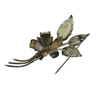Vintage Sterling Silver Flower Leaf Brooch Pin 11.6g Unique Design