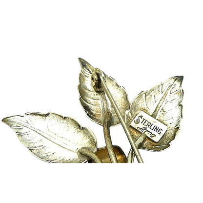 Vintage Sterling Silver Flower Leaf Brooch Pin 11.6g Unique Design