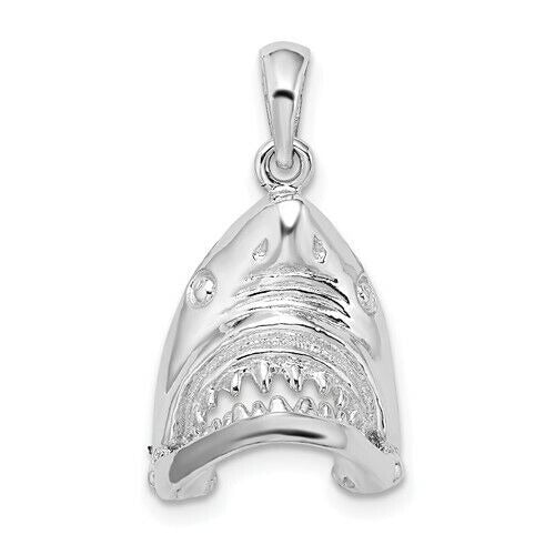 Sterling Silver Polished Moveable Shark Head Pendant 925